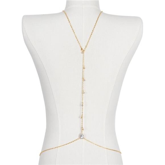 Rhinestone Back Chain Necklace – Sparkling Body Jewelry for Backless Dresses - Picture 3 of 5